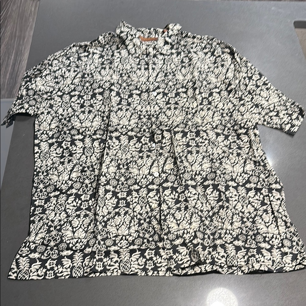 Men's Dark Navy and White Tori Richard Hawaiian Shirt